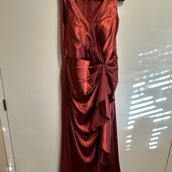 Elegant Rust Satin Evening Gown